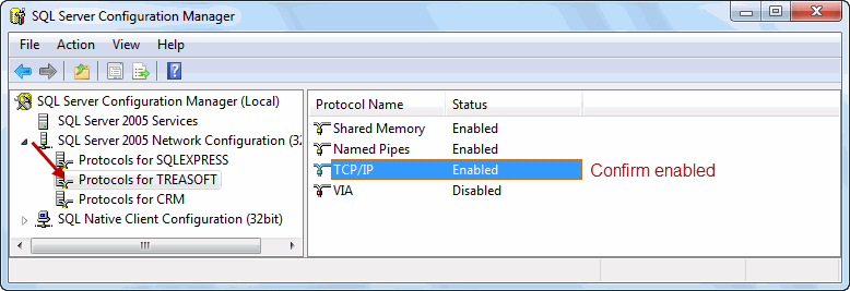 Confirm TCP/IP