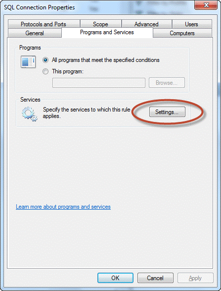 SQL connection properties