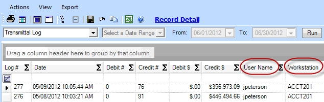 Transmital reports