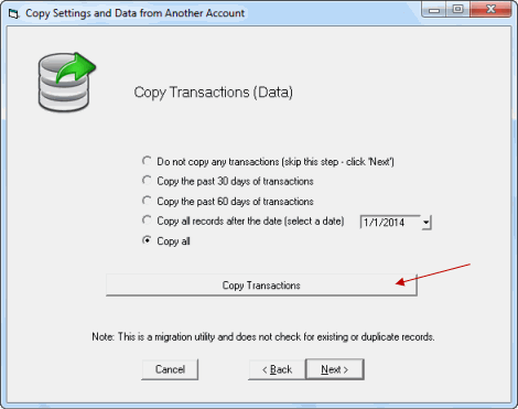 Copy transactions