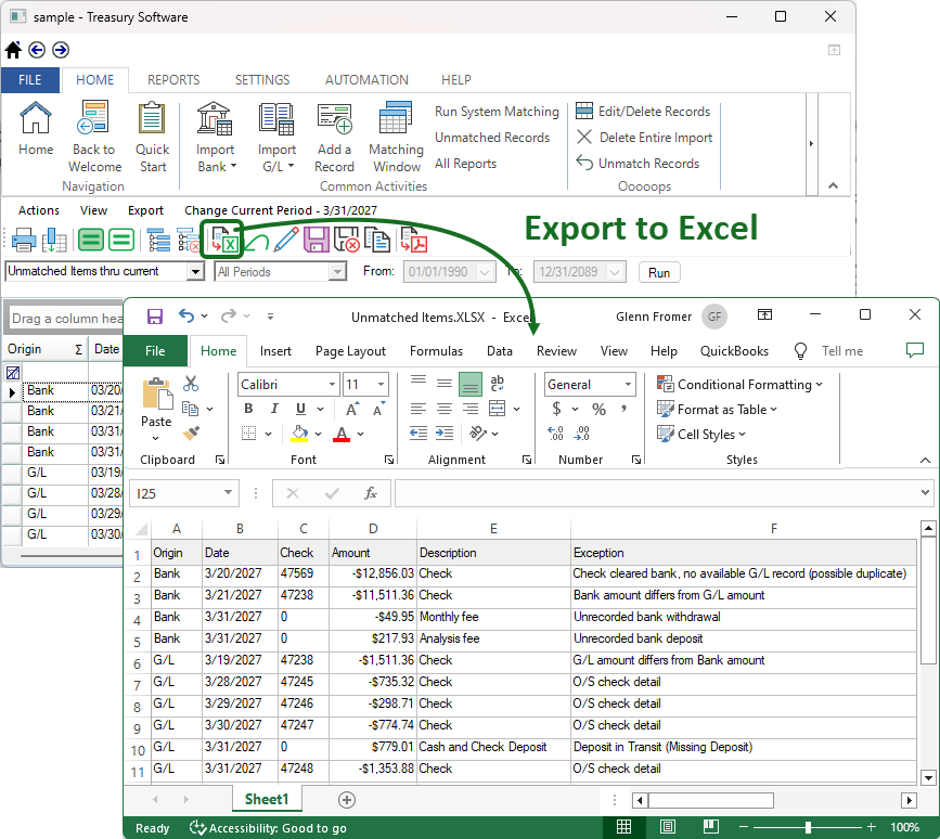 Identify, Track and Resolve Exceptions within a Bank Account Reconciliation